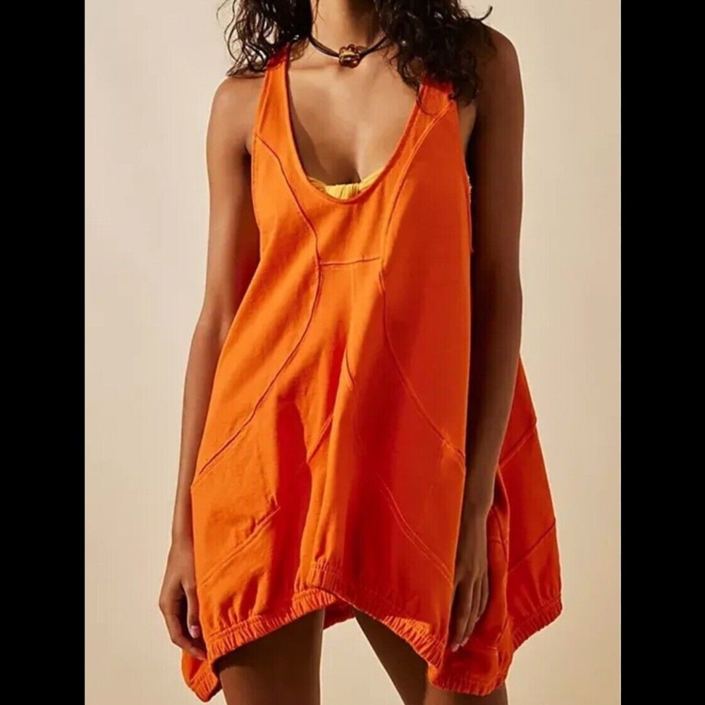 Free People large Beach Cory orange tunic top - Picture 13 of 13